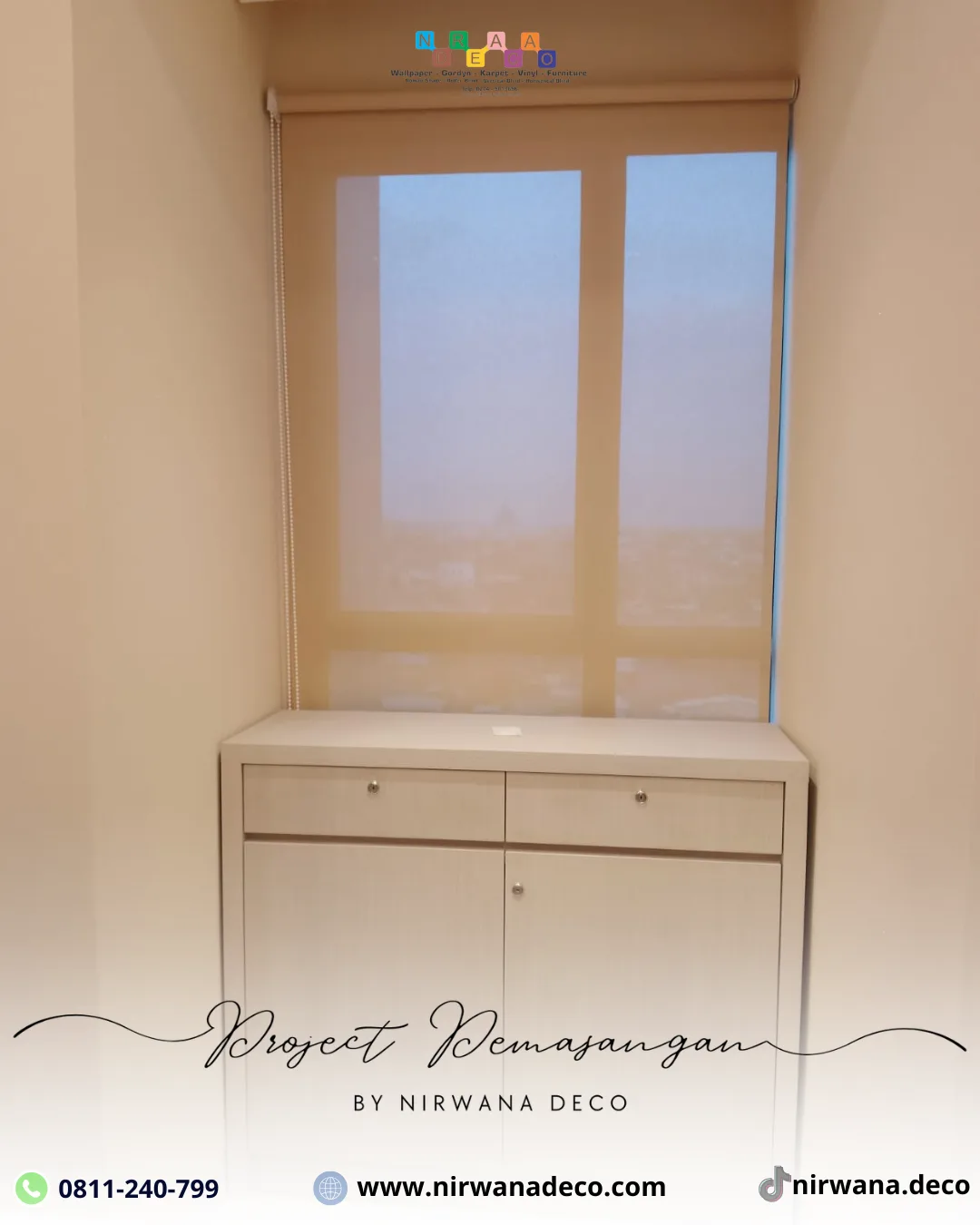 Pemasangan Roller Blind di Apartemen Trans Icon Surabaya